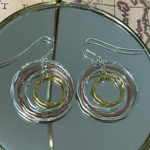 Long RLM Robert Lee Morris Abstract Sterling Silver Copper Brass Circles Earr…